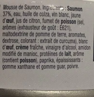 Lista de ingredientes del producto Mousse de Saumon La Perle des Dieux 80g