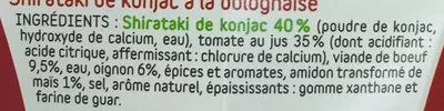 Lista de ingredientes del producto Konjac Box recette Bolognaise Dukan 250 g