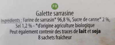 Lista de ingredientes del producto Galette de sarrasine Aglina 160 g