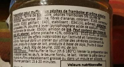 Lista de ingredientes del producto Préparation Muffins framboise et pistache  