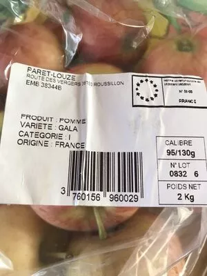 Lista de ingredientes del producto Pomme Gala catégorie 1  