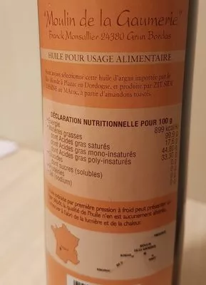 Lista de ingredientes del producto Huile d'argan du Maroc Moulin de la Gaumerie 