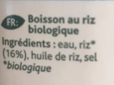 Lista de ingredientes del producto Boisson au riz bio Source Vegetale 