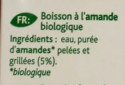 Lista de ingredientes del producto Boisson à l'amande bio Source Végétale 1 L