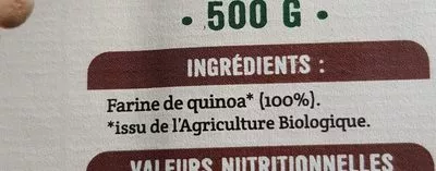 Lista de ingredientes del producto Farine bio de quinoa Naturattitud 500 g