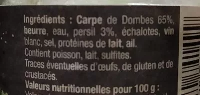 Lista de ingredientes del producto Rillettes carpe Maison Liatout 