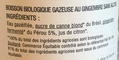 Lista de ingredientes del producto Ginger beer Karma 2 * 25 cl