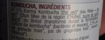 Lista de ingredientes del producto Grenade Boost Karma Kombucha, karma 500 ml