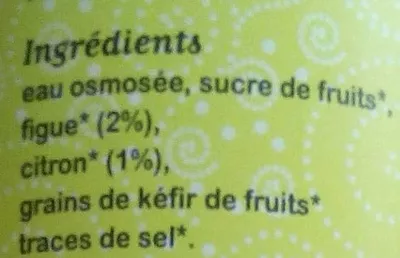 Lista de ingredientes del producto KARMA Kéfruit figue citron Karma kombucha, Karma KFR 500 ml