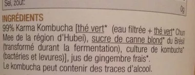 Lista de ingredientes del producto Karma kombucha Gingembre Karma Kombucha 1 litre