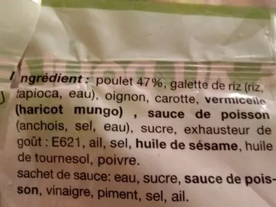 Lista de ingredientes del producto Nems au poulet Foo Seng 