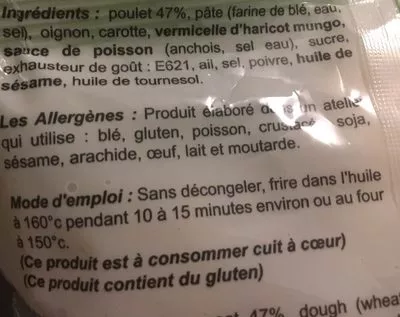 Lista de ingredientes del producto Crousti nem au poulet  