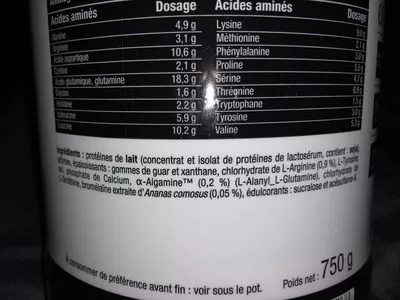 Lista de ingredientes del producto Nhco Whey Ic80 Pro Vanille 750G NHCO 750 g