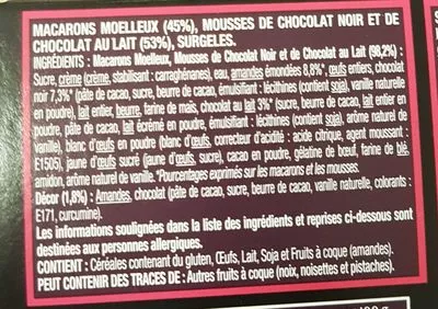 Lista de ingredientes del producto Bûche pâtissière Plaisir 2 chocolats Le NOTRE LABEYRUE 