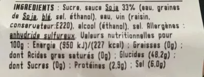 Lista de ingredientes del producto Sauce Soja Sucrée Suzi wan 