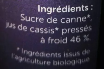 Lista de ingredientes del producto Sirop de cassis  