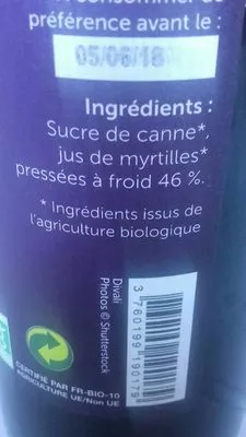 Lista de ingredientes del producto Sirop de myrtilles  