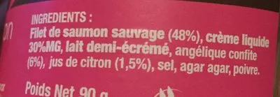 Lista de ingredientes del producto Rillettes de saumon à l'angélique  