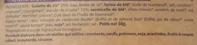 Lista de ingredientes del producto 4 nems au poulet roulés à la main Les p'tits chefs du bio 200 g