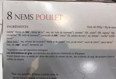 Lista de ingredientes del producto 8 nems poulet  