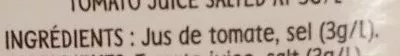 Lista de ingredientes del producto Premium Pur Jus Tomate France Cidou 1 L e