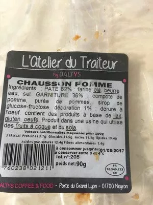 Lista de ingredientes del producto Chausson pomme Atelier Du Traiteur 