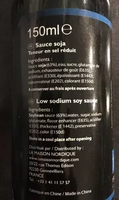 Lista de ingredientes del producto Sauce soja salée  