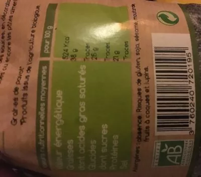 Lista de ingredientes del producto Graine de pavot Le Bio de Manon 250 g