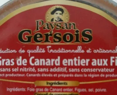 Lista de ingredientes del producto Foie gras de canard entier au figues Paysan Gersois 180 g