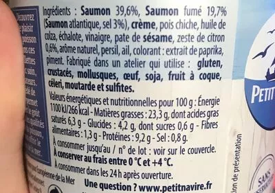 Lista de ingredientes del producto Rillettes de saumon  