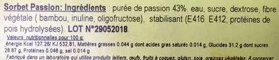 Lista de ingredientes del producto Passion L'Odysée des Glaces 