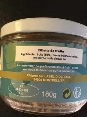 Lista de ingredientes del producto Rillette de truite  