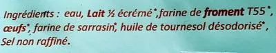 Lista de ingredientes del producto 4 Crêpes Biologiques Sans Sucre Régal Occitan, S.A.S. Régal Occitan 300 g minimum