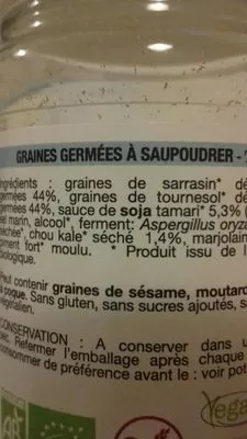 Lista de ingredientes del producto Graines germées tamari  