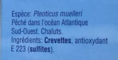 Lista de ingredientes del producto Queues de crevettes sauvages crues  