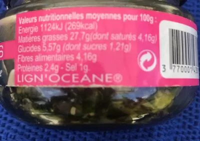 Lista de ingredientes del producto Tartare d'algues saveur Atlantique  