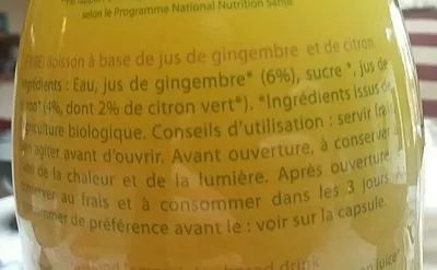 Lista de ingredientes del producto Gingembre Citron Authentic 