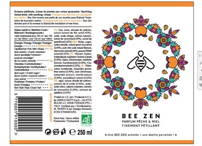 Lista de ingredientes del producto Bee Zen Pêche & Miel bio Bee Zen 250 ml