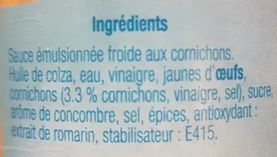 Lista de ingredientes del producto Sauce Blanche  