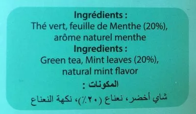 Lista de ingredientes del producto Green tea mint  