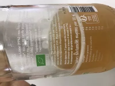 Lista de ingredientes del producto Kombucha Carotte / Gingembre LÖKKI Kombucha 75 cl