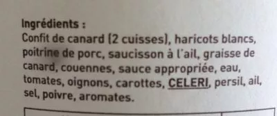 Lista de ingredientes del producto Cassoulet au confit de canard  