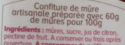 Lista de ingredientes del producto Confiture mûre Symphonie Fruitée 330 g