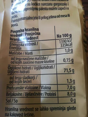 Lista de ingredientes del producto polenta zlato polje 450g