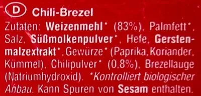 Lista de ingredientes del producto Brezel - Chili Mini Huober 75 g