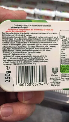 Lista de ingredientes del producto Becel pro-activ Becel, Unilever 250g