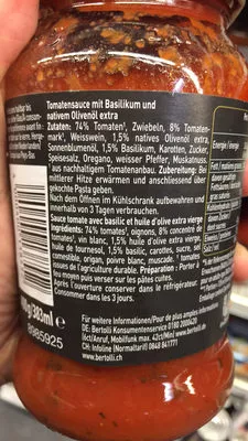 Lista de ingredientes del producto Basilico Bertolli 400g