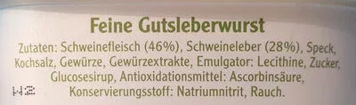 Lista de ingredientes del producto Pommersche Leberwurst Rügenwalder mühle 125 g