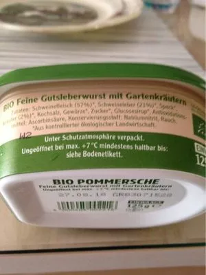 Lista de ingredientes del producto Bio Pommersche Gartenkräuter Rügenwalder Mühle 