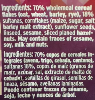 Lista de ingredientes del producto Müsli Mestemacher 